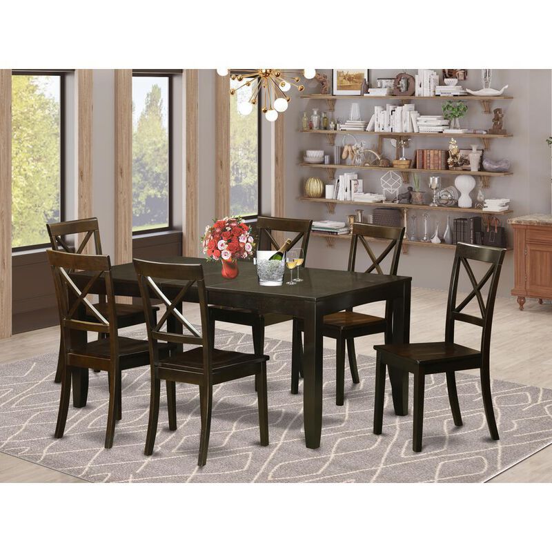 7 PC formal Dining room set-Dining Table with Leaf 6 Chairs for Dining room