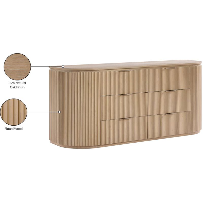 Meridian Furniture Astrid Natural Solid Wood And Oak Veneer Dresser