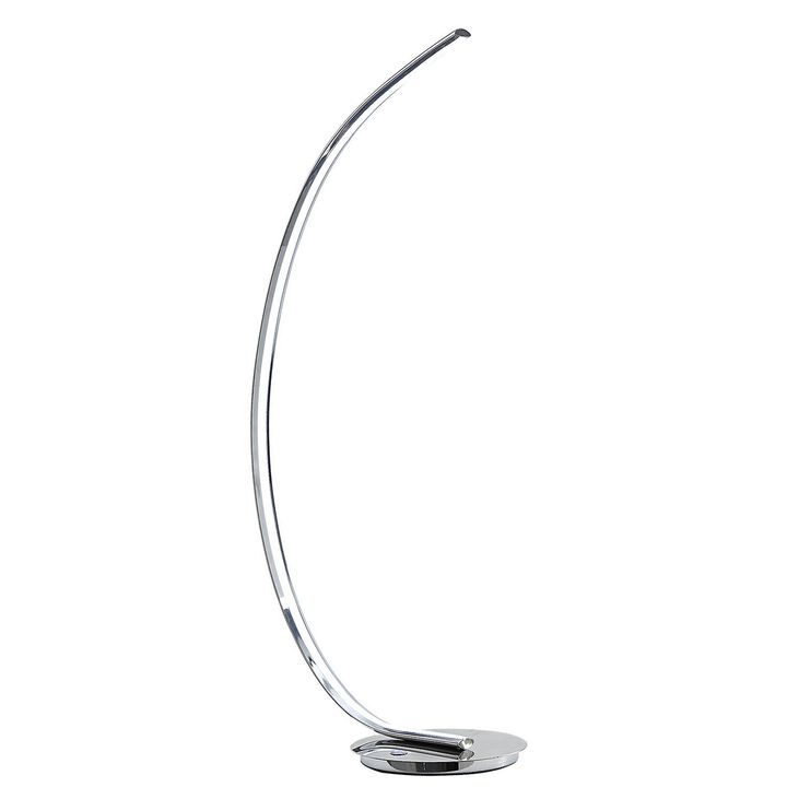 34 Inch Table Lamp, Modern Accent Swing Arm, LED Light, Round Chrome Base-Benzara