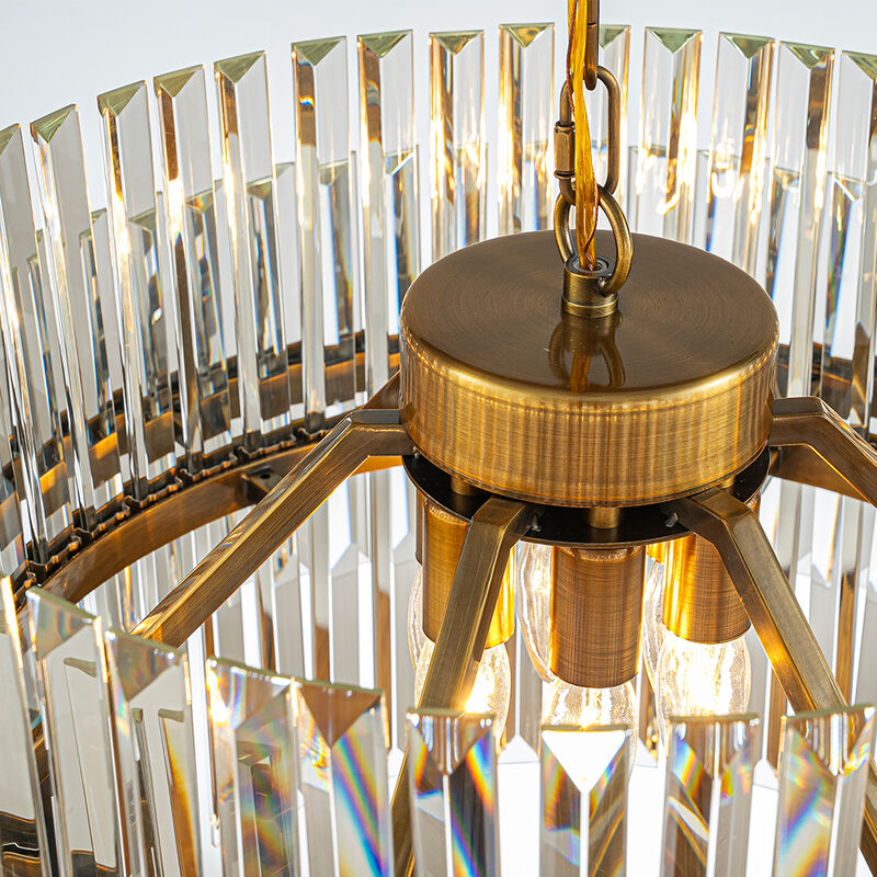 6-Light 26" Modern Antique Brass Round Tiered Crystal Chandelier image number 4