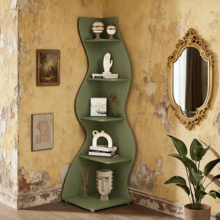 GOODSILO 5-Tier Multi-Functional Corner Bookshelf Storage Rack Plant Stand Organizer