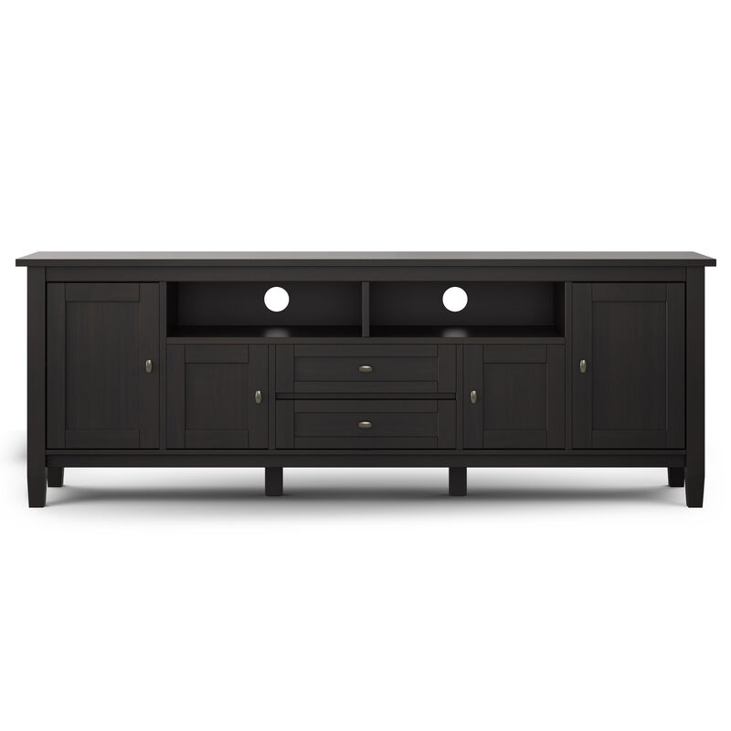 Warm Shaker SOLID WOOD 72 inch Wide Transitional TV Media Stand in Hickory Brown For TVs up to 80 inches