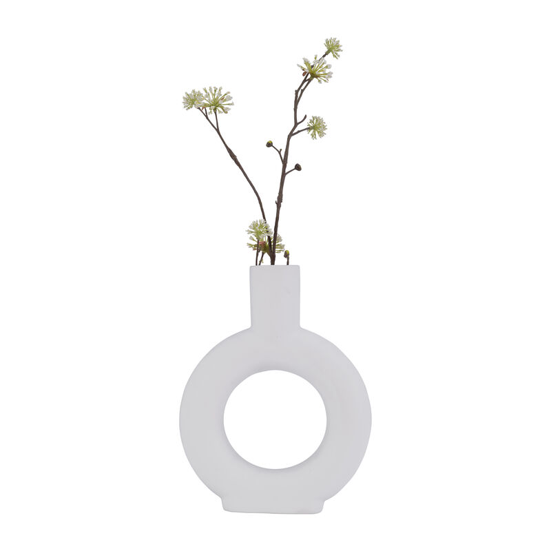 9" White Circle Cut-Out Vase