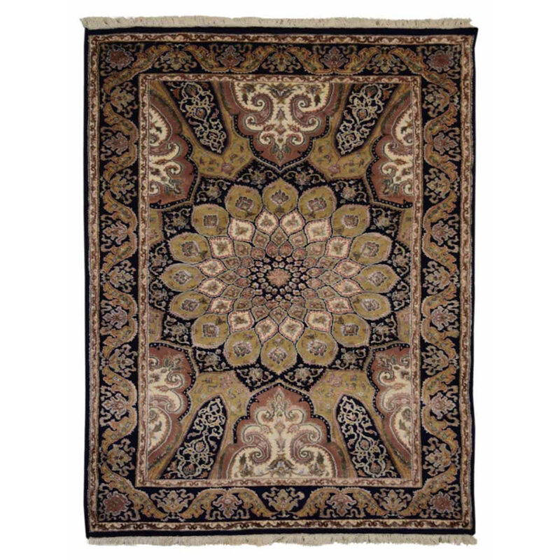 Rugsotic Carpets Hand Knotted Isfahan Wool 5'4''x7'10'' Area Rug Oriental Blue IF0101