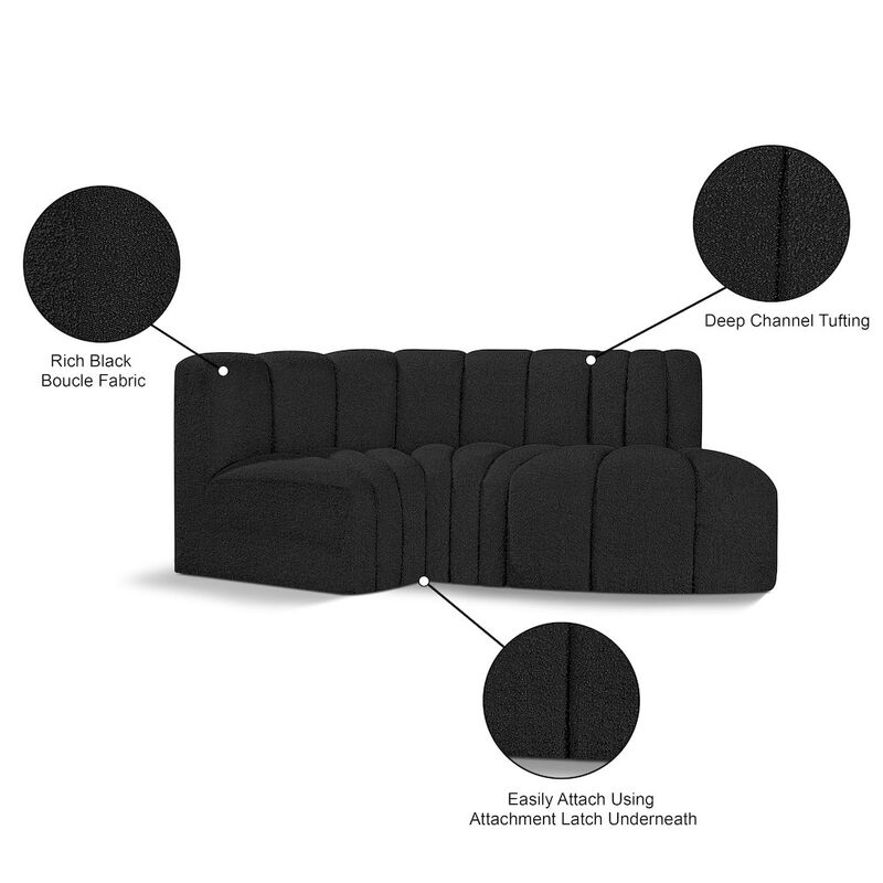 Meridian Furniture Arc Black Boucle Fabric Modular Sofa