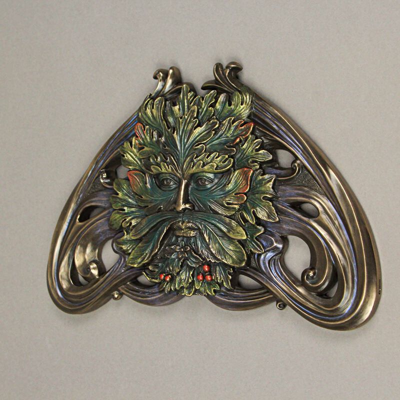 Art Nouveau Style Celtic Greenman Wall Hanging 9.5 Inches Long image number 5