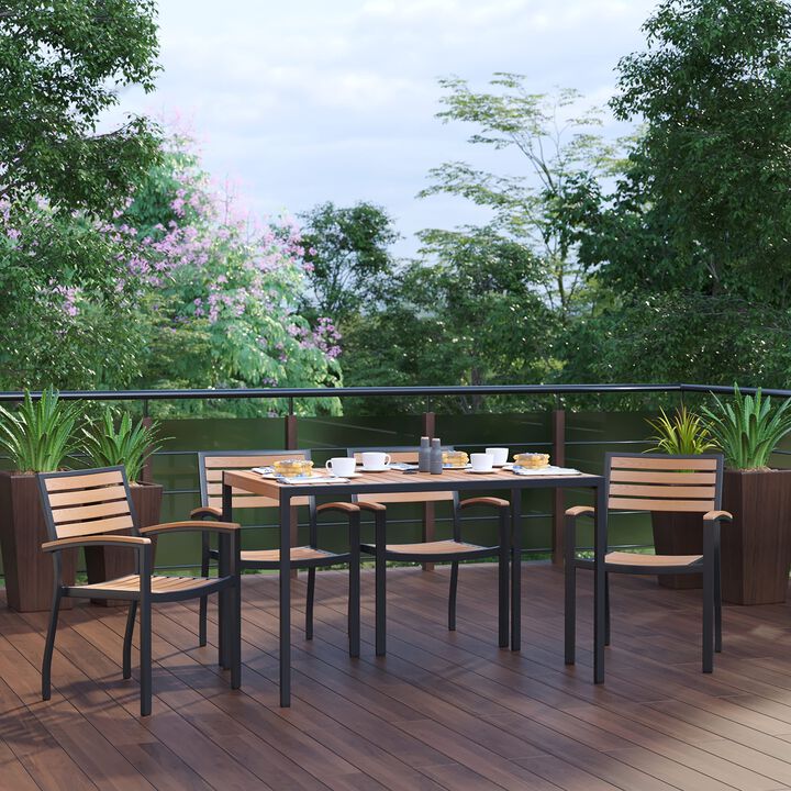 Faux Teak Patio Table-4 Chairs