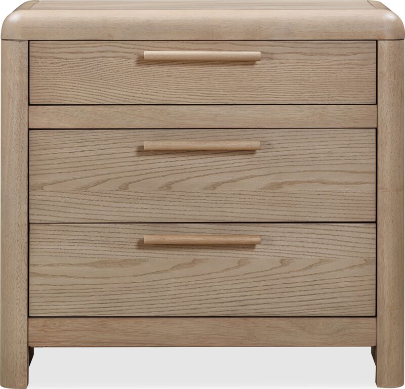 Furano Three Drawer Ash Wood Nightstand in Ginger