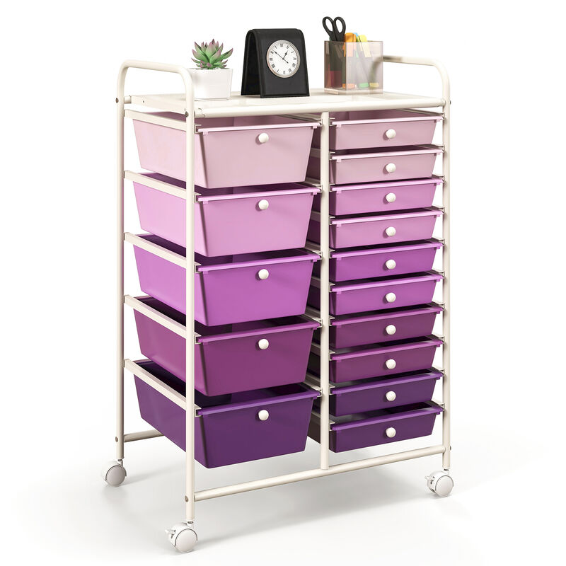 15-Drawer Rolling Utility Organizer Cart for Multi-Use Storage