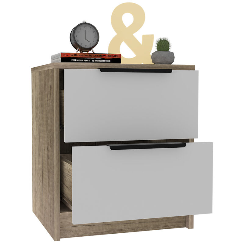 Streamdale Kaia Nightstand, Two Drawers, Metal Handle - White Pine image number 6
