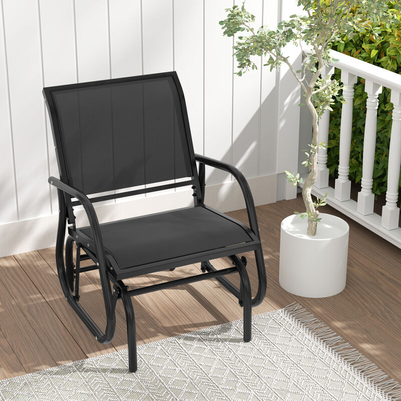Heavy-Duty Outdoor Glider Chair &ndash; Rocking Swing Seat with Armrest for One