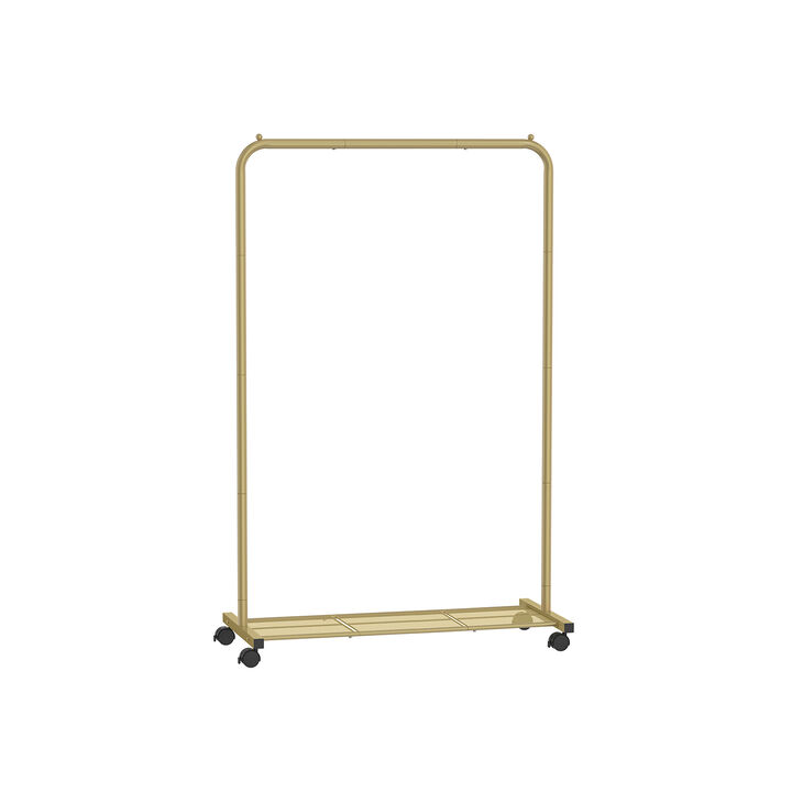 Clothes Rack on Wheels with Dense Mesh Storage Shelf For Bedroom