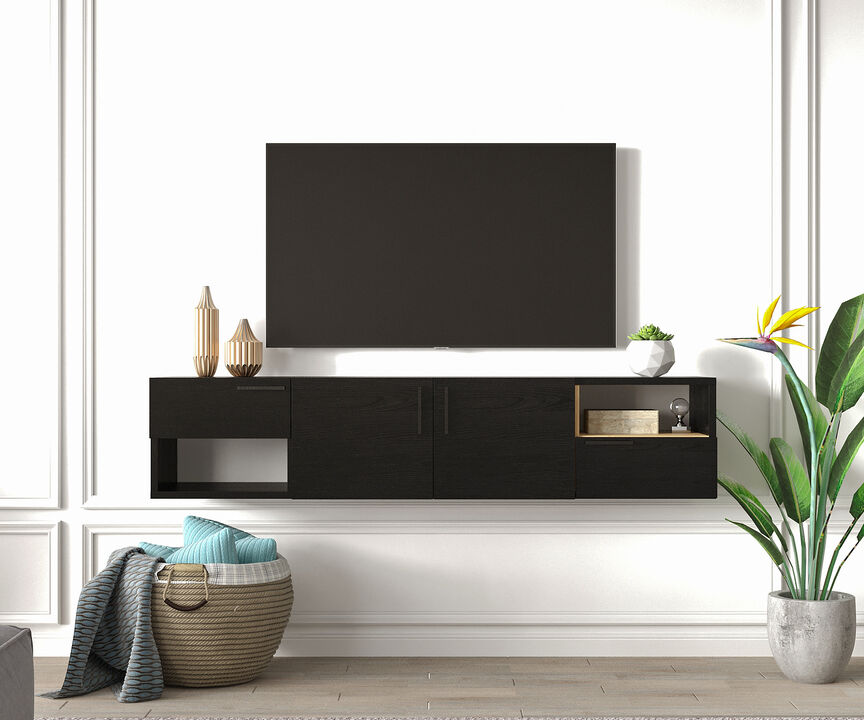 Arora Floating Tv Stand Wooden Black