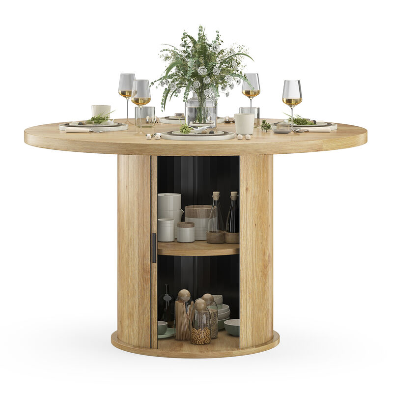 43" Round Wood Dining Table for 4 People image number 5