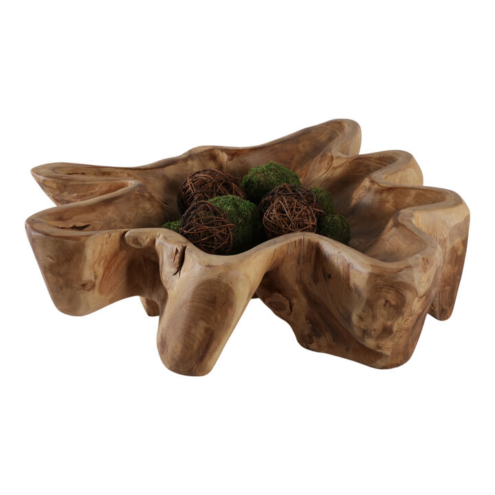 24x6" Teak Wood Bowl, Natural