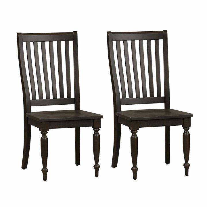 Liberty Furniture Harvest Home Slat Back Side Chair (RTA)-Set of 2 in Chalkboard