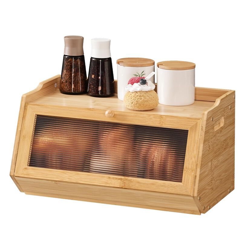 Kitchen Counter Wicker Bread Box for Storage and Food Organization image number 3