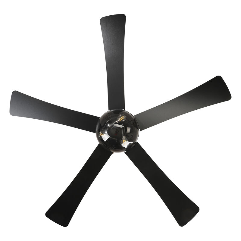 52" Modern Matte Black Reversible DC Motor Ceiling Fan with Light and Remote image number 9