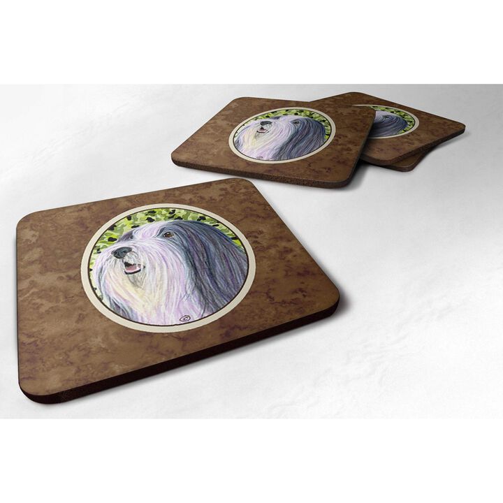Caroline's Treasures SS8808FC Bearded Collie Foam Coasters (Set of 4), 3.5 H x 3.5 W, Multicolor