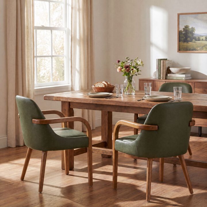 Merax Set of 2 Mid-Century Beige Fabric Dining Chairs
