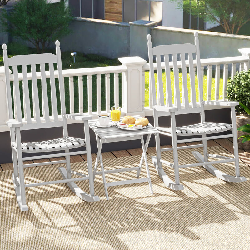 High-Back Outdoor Rocking Chair with Sturdy Rocking Base for Patio & Porch