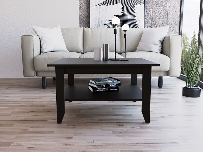 DEPOT E-SHOP Sahara Coffee Table, Four Legs, One Shelf, Black