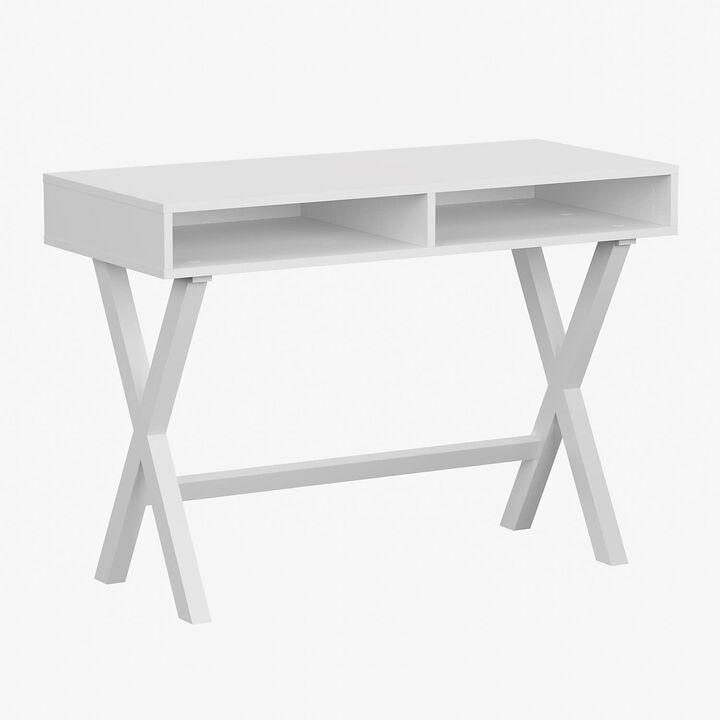 Flash Furniture Dolly Computer Desk - White Writing Desk with Open Storage Compartments - 42" Long Home Office Desk Table for Bedroom