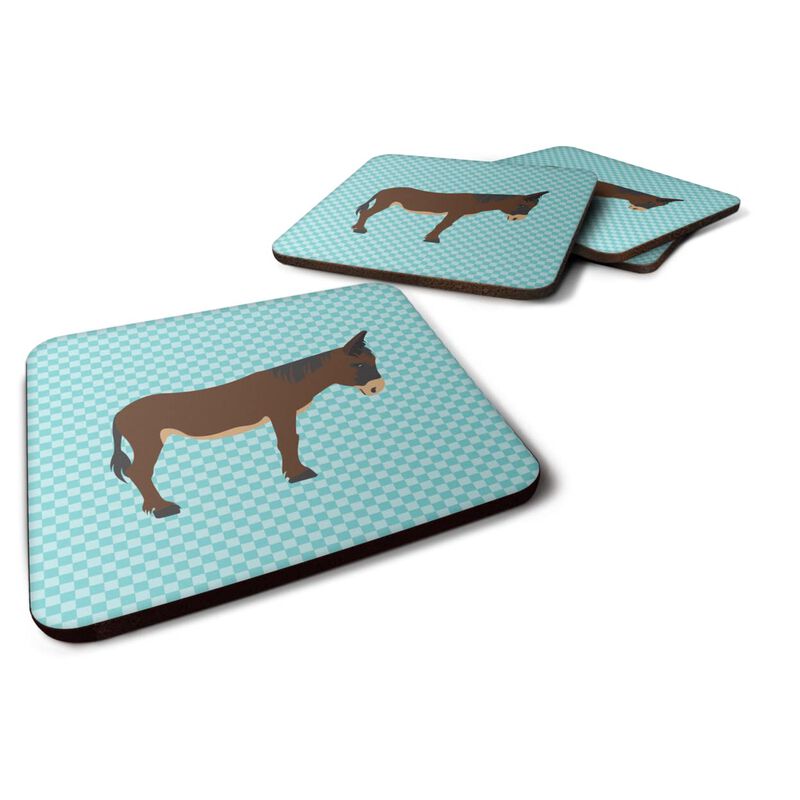 Caroline's Treasures Zamorano-Leones Donkey Blue Check Decorative coasters, 3.5, Multicolor