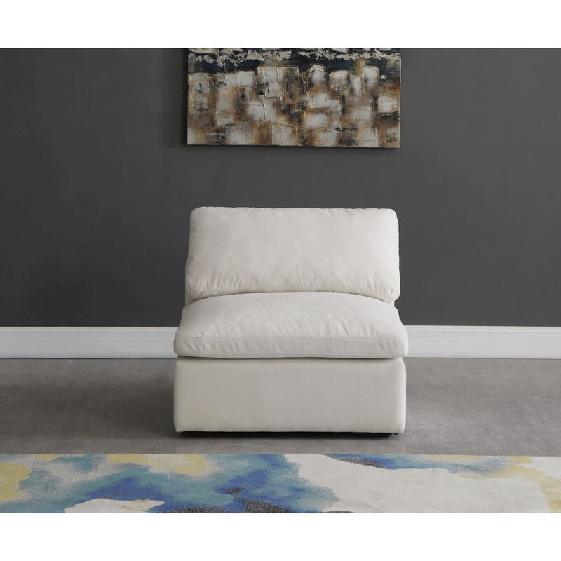 Meridian Furniture Plush Cream Velvet Standard Comfort Modular Armless Chair