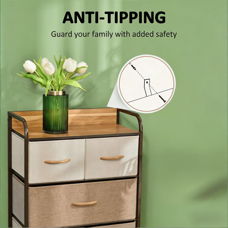 5 Drawer Dresser Storage Tower, Organizer Unit for Hallway Entryway Laundry Living Room image number 6