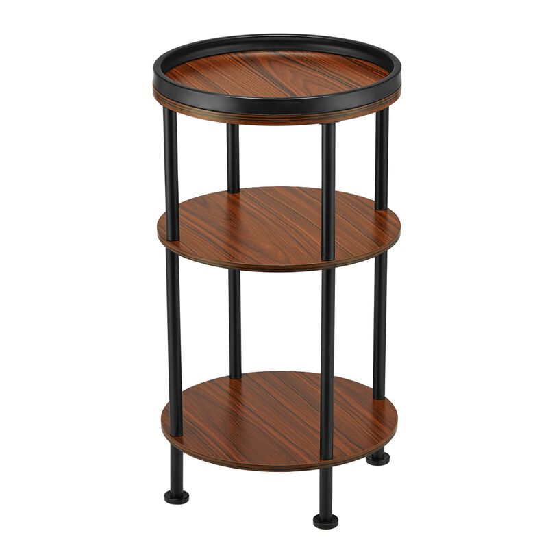 Side Table, Small Round Side Table for Small Spaces, 3-Tier Round Accent Table Slim Side Table, Modern Small End Table Corner Ta
