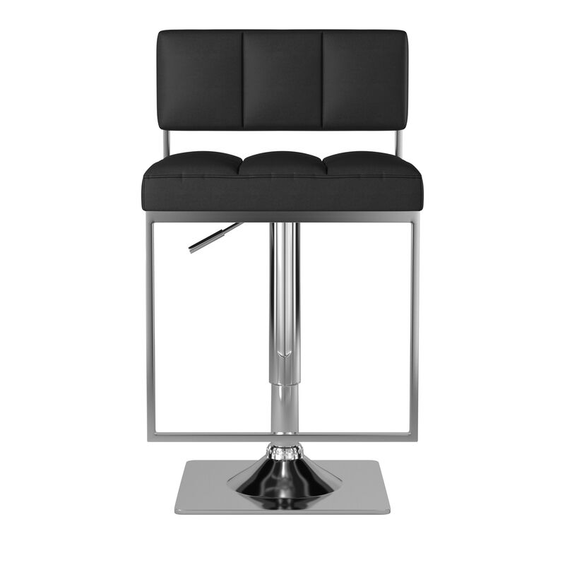 Adjustable Contemporary Metal Bar Stool, Black & Silver