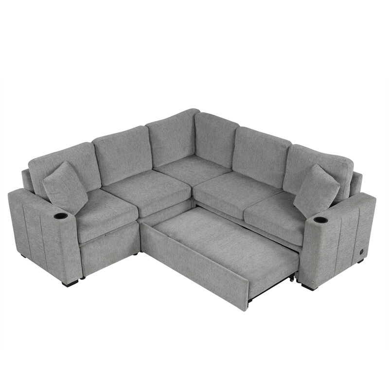 Merax Convertible Pull-out Sofa Bed with A Movable Storage Ottoman