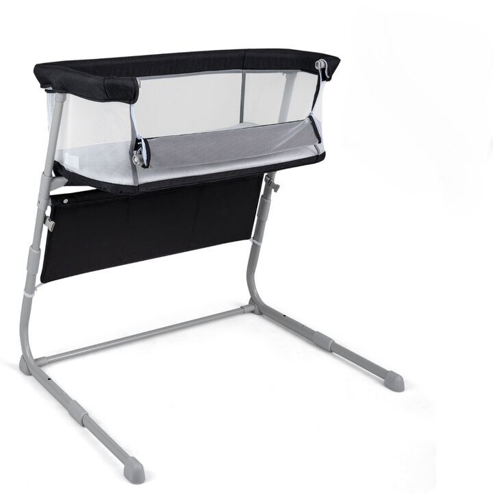 Baby Bedside Crib Bassinet with Adjustable Height and Comfortable Mattress