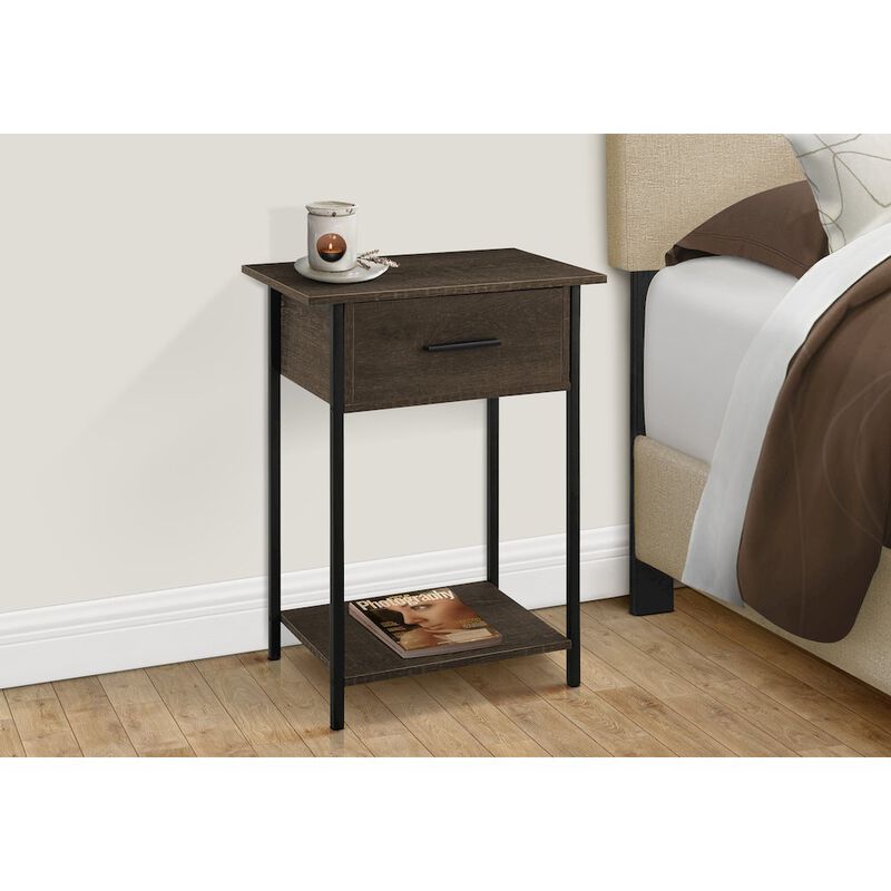 Accent Table, 2 Tier, End, Black Metal, Contemporary