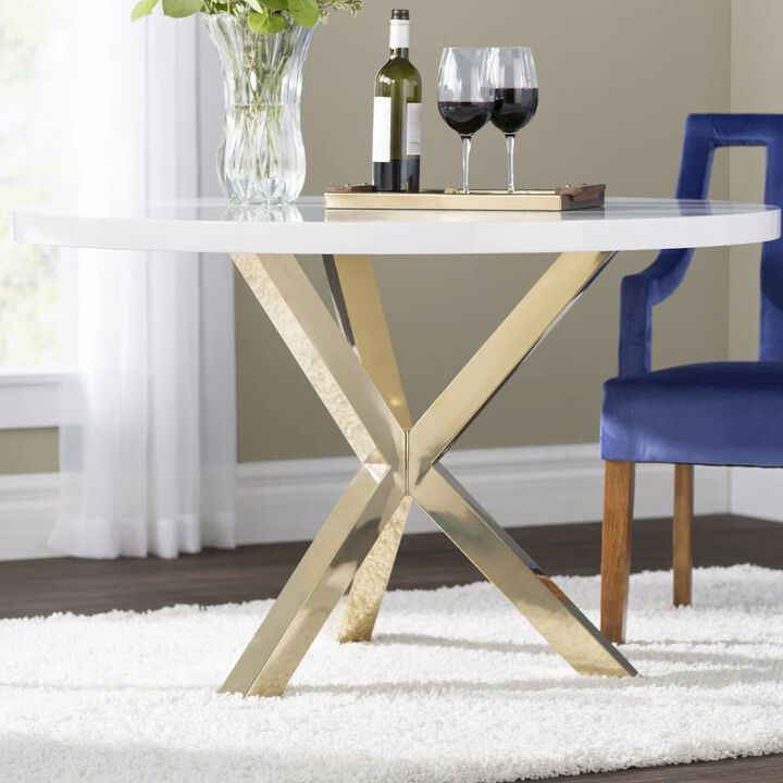 Pangea Home Gold Remi Dining Table White & Gold Combo
