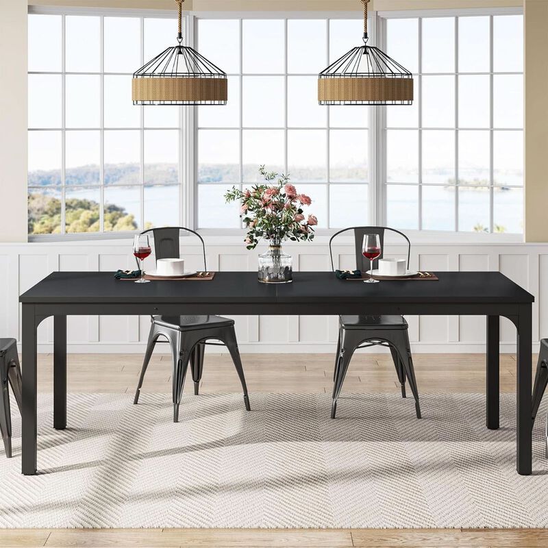 ShipItFurniture Black 78" Rectangular Dining Table, Seats 6&ndash;8 image number 4