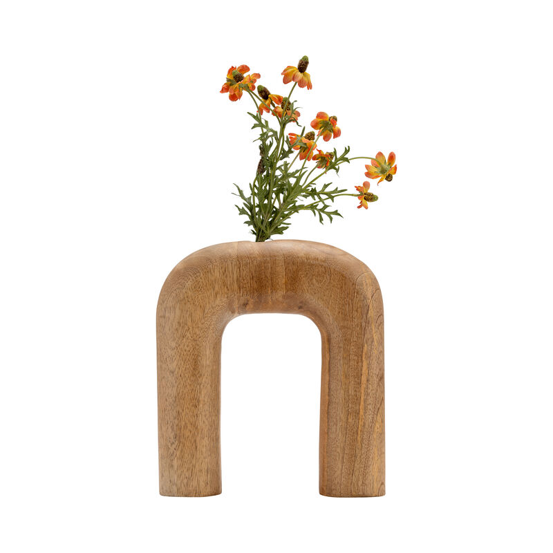 Wood Horseshoe Vase, Brown image number 3