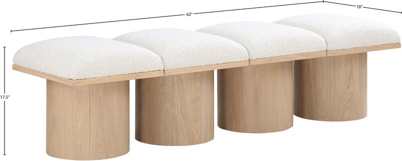 Meridian Furniture Pavilion Cream Boucle Fabric Bench
