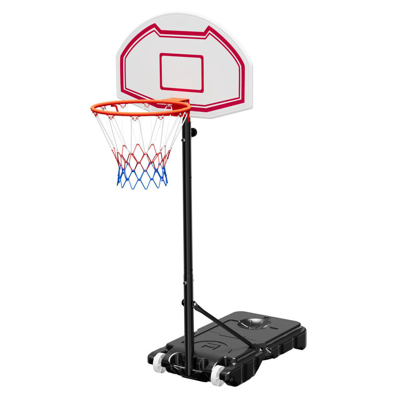 Kids Portable Basketball Hoop with Adjustable Height, Backboard, Nylon Net & Rolling Base-Black image number 0