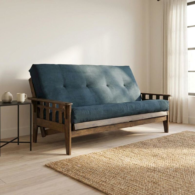Tucson Frame-Rustic Walnut Finish-Suede Navy Mattress image number 8