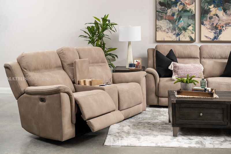 DuraPella Dual Power Reclining Loveseat with Console