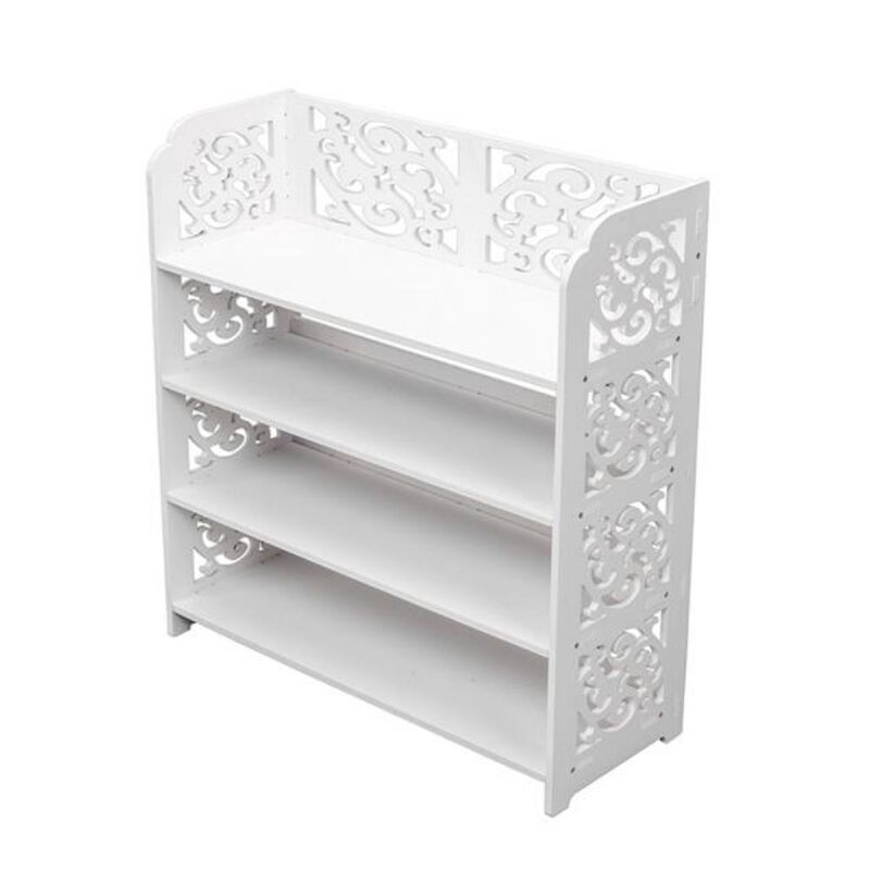 Four-Tier Carved Shoe Rack – Elegant and Space-Saving Shoe Storage Solution