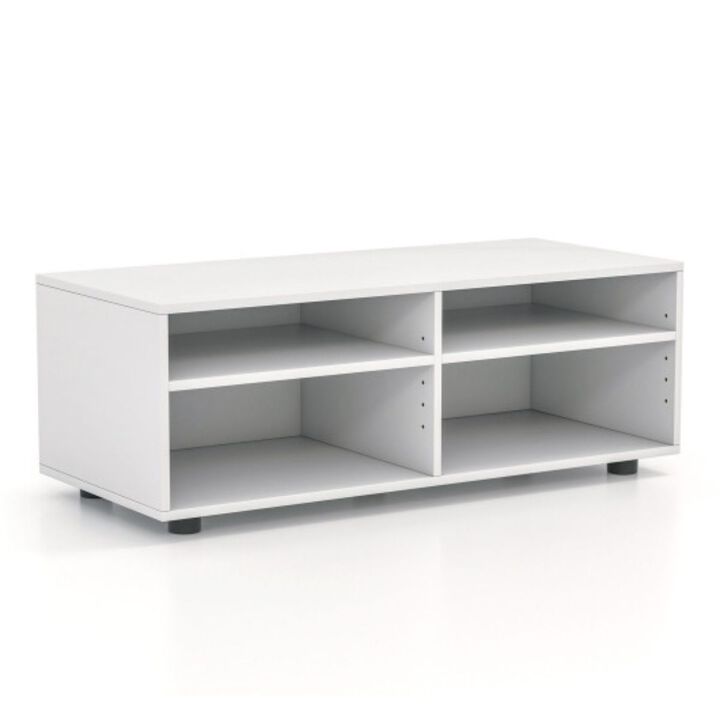 4-Cube TV Stand for TV up to 45 Inch with 5 Positions Adjustable Shelves-White