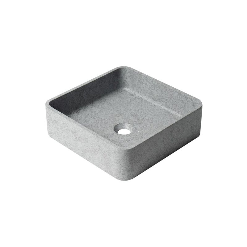 ALFI brand 16 Solid Concrete Chiseled Style Square Above Mount Vessel Sink