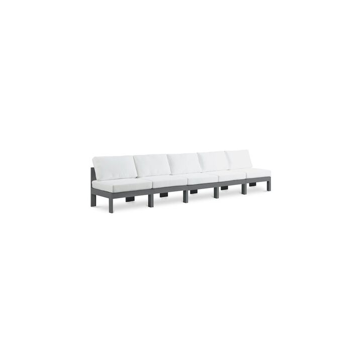 Meridian Furniture Nizuc White Water Resistant Fabric Outdoor Patio Modular Sofa