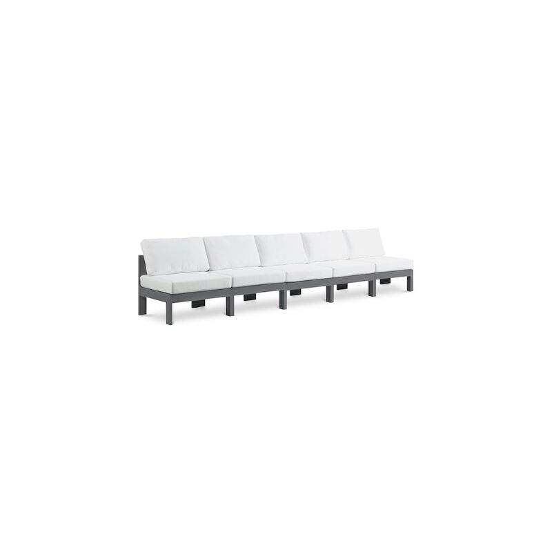 Meridian Furniture Nizuc White Water Resistant Fabric Outdoor Patio Modular Sofa