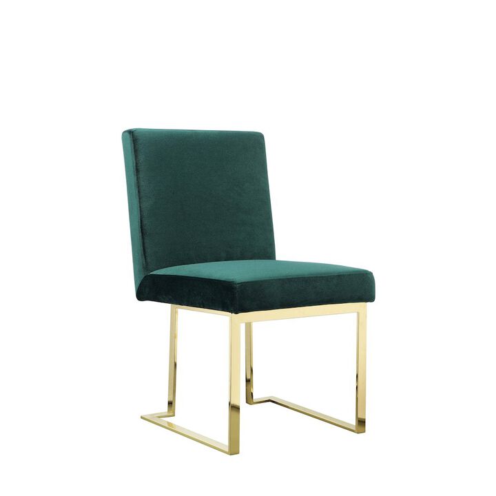 Pangea Home Gold Dexter Side Chair Velvet Green (Set Of 2)