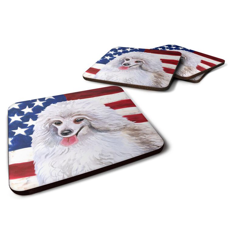Caroline's Treasures Medium White Poodle Patriotic Decorative coasters, Multicolor