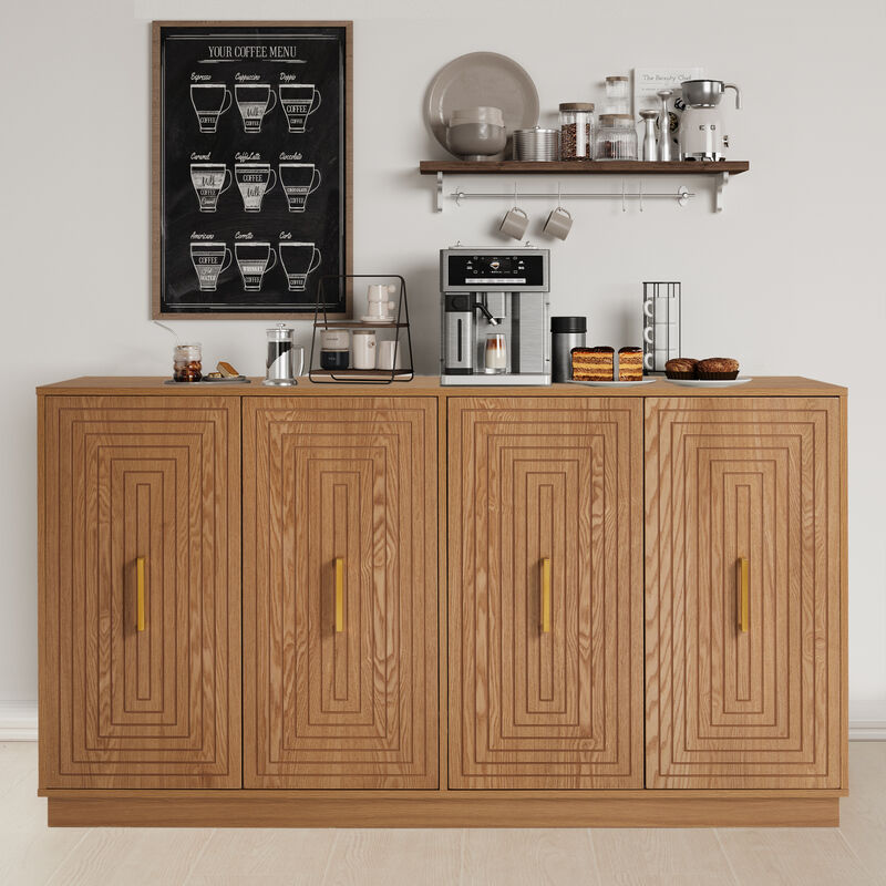Hinnob 4-Door Geometric Wood Sideboard image number 1